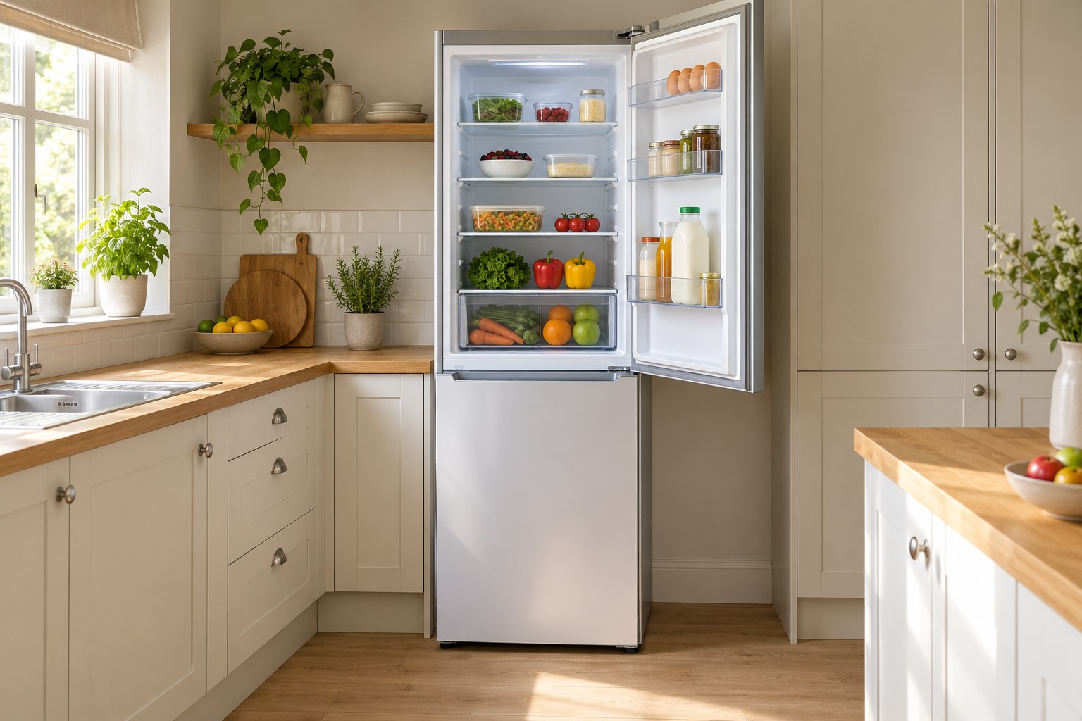 Illustrative conventional single-door fridge with a separate lower freezer