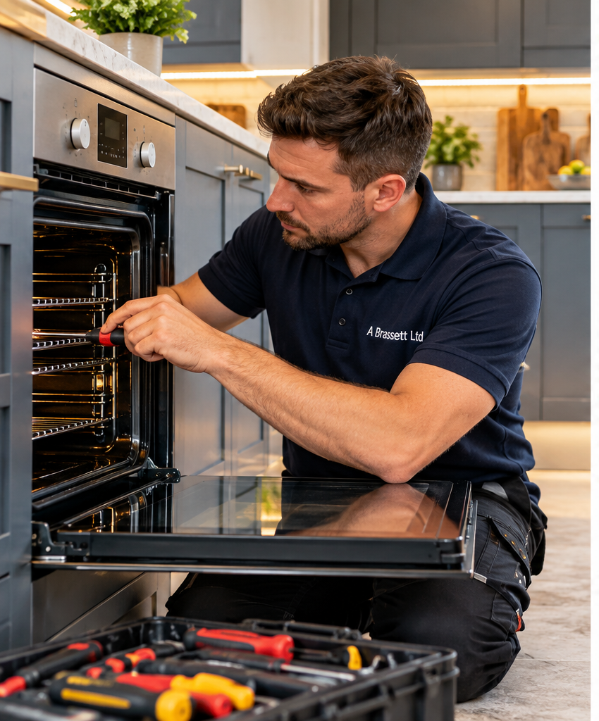 A Brassett Ltd engineer handling AEG appliance repair enquiries