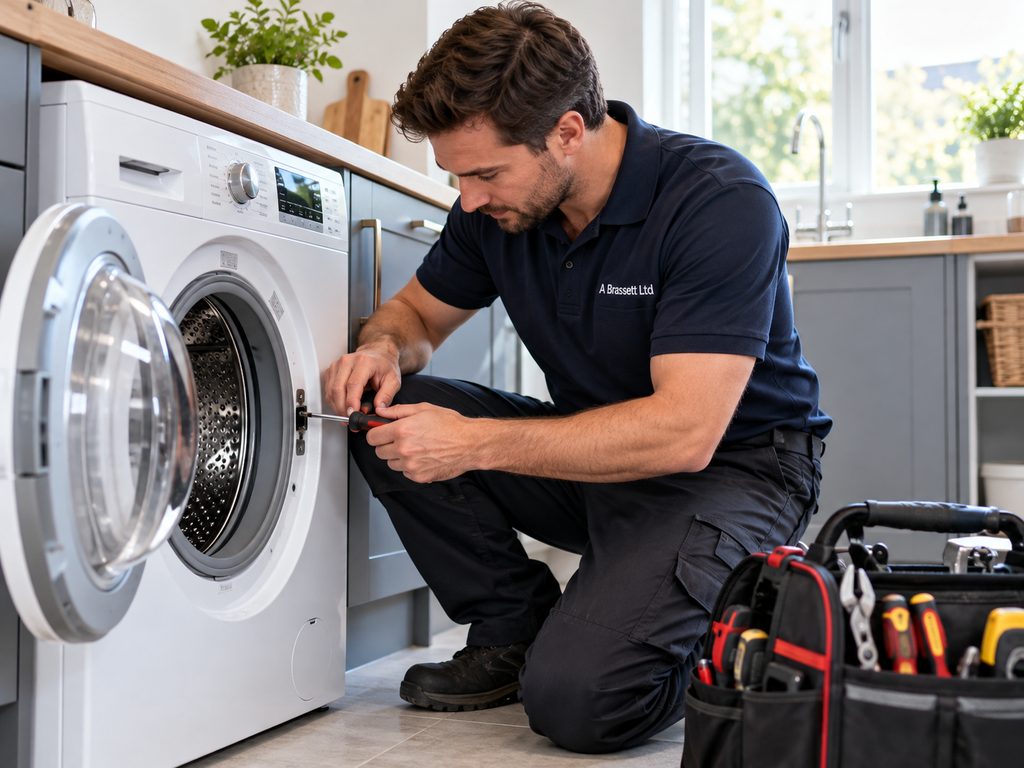 A Brassett washing machine repair engineer