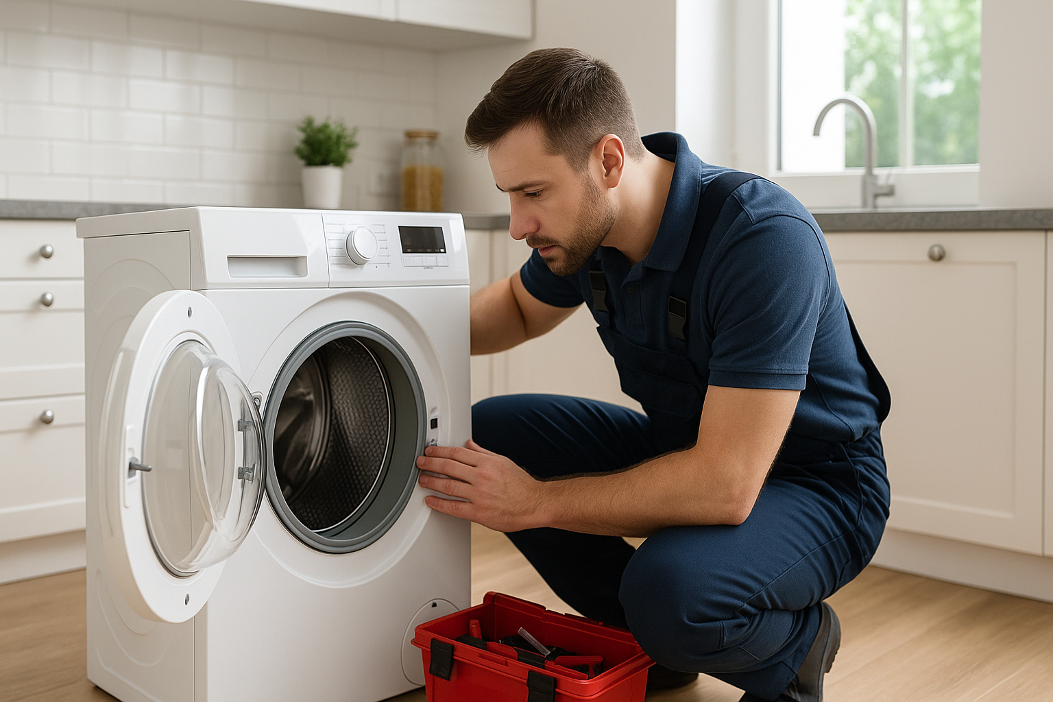 Engineer repairing tumble dryer in London or Bromley home