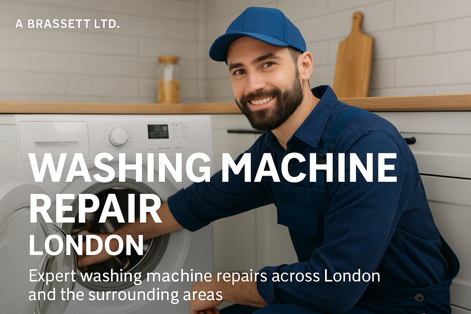 A Brassett engineer repairing washing machine in a London home