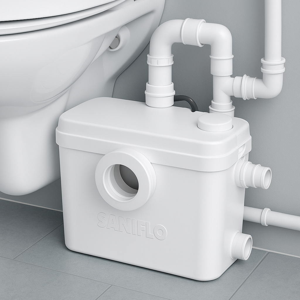 Saniflo macerator replacement being fitted by a plumber